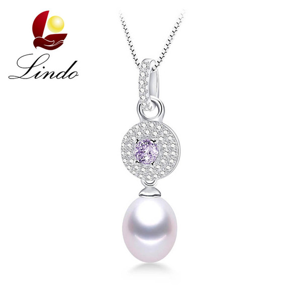 Wedding Fine Jewelry 5A High Luster Real Freshwater Pearl Pendant 925 Sterling Silver Zircon Necklace with Gift Box