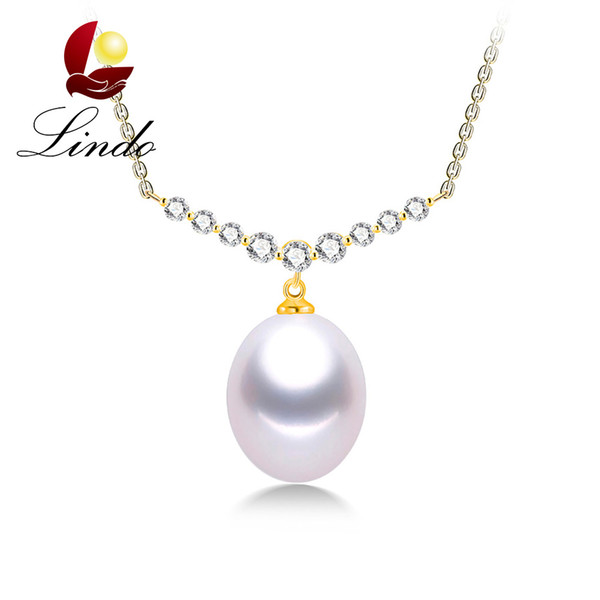 Fashin Gold Color 925 Sterling Silver Pendant Necklace 5A Natural Freshwater Pearl Jewelry with Gift Box