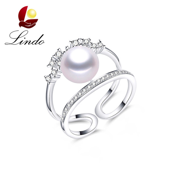 Elegant 925 Sterling Silver Ring for Wedding Engagement 5A High Luster Genuine Pearl Fine Jewelry with Gift Box