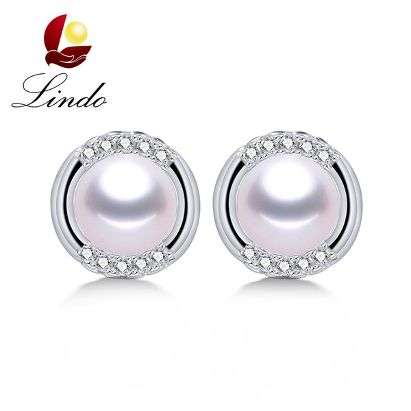 Anti Allergy Pure Silver Natural Freshwater Pearl Stud Earrings For Women Fashion 925 Sterling Silver Jewelry Wedding New