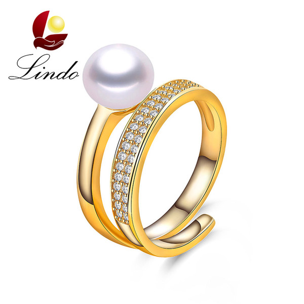 Women Fashion 925 Sterling Silver Surround Rings Natural Freshwater Pearl Jewelry for Engagement Wedding with Gift Box