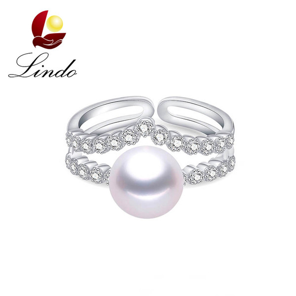 Elegant 925 Sterling Silver Ring for Wedding Engagement 5A High Luster Natural Pearl Jewelry with Gift Box