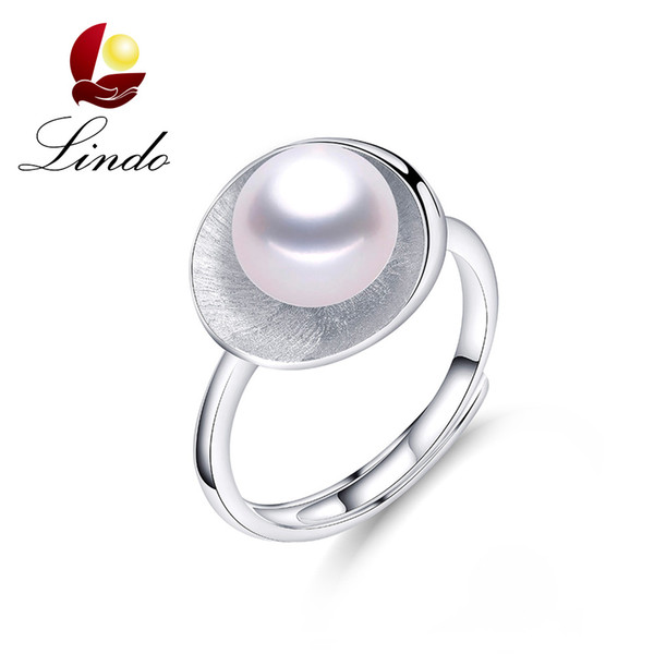 Top Quality 5A Natural Freshwater Pearl Jewelry Elegant 925 Sterling Silver Finger Ring with Gift Box