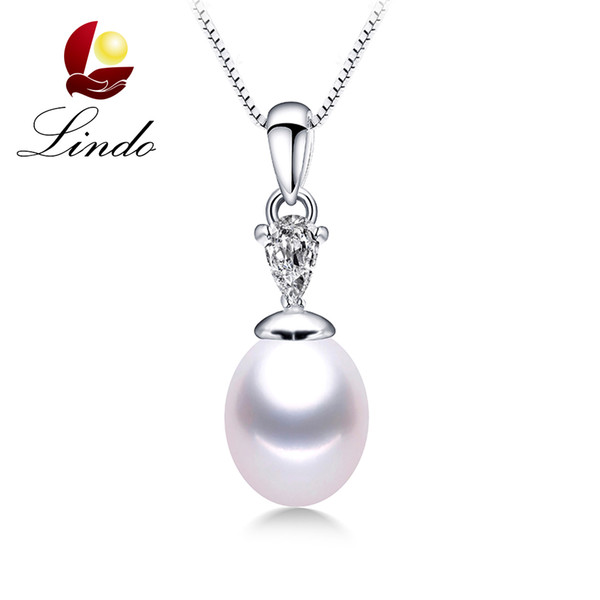 Classic 925 Sterling Silver Necklace Zircon Jewelry  High Quality Natural Freshwater Pearl Pendant with Gift Box