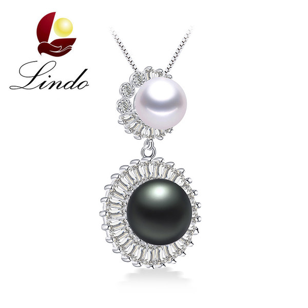 Luxury Shiny Crystal Genuine S925 Sterling Silver Pendants Elegant 5A High Luster Natural Freshwater Pearl Jewelry with Gift Box