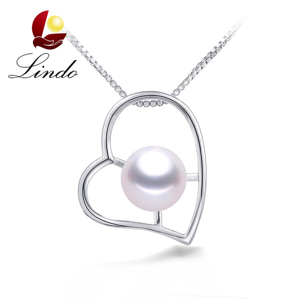 Romantic Heart Pendant for Women 5A Natural Freshwater Pearl Fine Jewelry 925 Sterling Silver Necklace with Gift Box