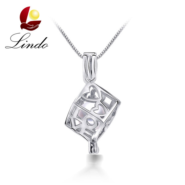 Elegant 925 Sterling Silver Cage Pendant Necklace for Women Natural Freshwater Pearls Jewelry with Gift Box