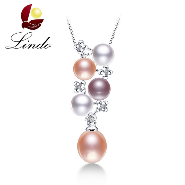 Wedding Party Jewelry 5A Top Quality Natural Freshwater Pearl Pendant Sterling Silver Necklace with Gift Box