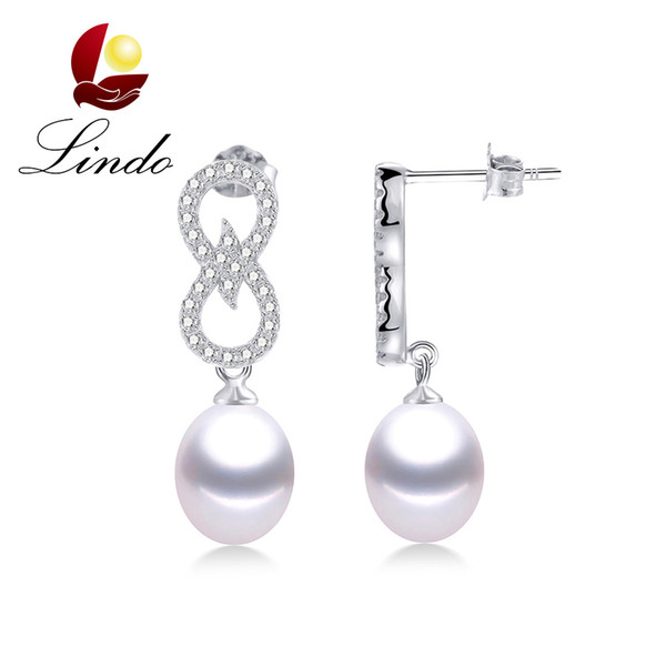 New Design High Luster 5A Real Freshwater Pearl Drop Earrings 925 Sterling Silver Jewelry with Gift Box