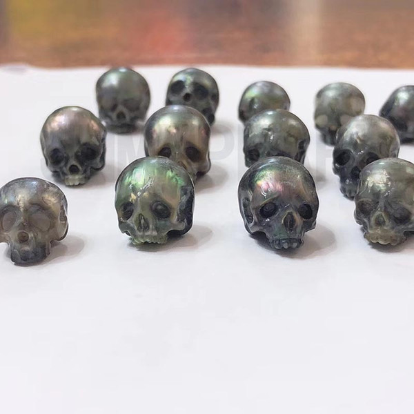 JNMM Tahitian Skulpture Skull Pearls Beads Black White Purple pearls for Christmas' Gift Surprise New Arrival