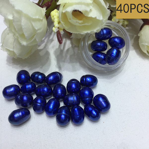 JNMM 40Pcs/lot Rice Shape Pearls Deep Blue Beads 6-7 mm Freshwater pearls for Jewelry Making diy Gift Hot Sale