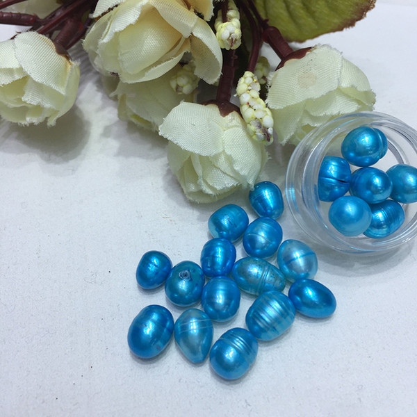 JNMM 40Pcs/lot Rice Shape Pearls Sky Blue Beads 6-7 mm Freshwater pearls for Jewelry Making diy Gift Hot Sale