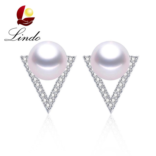 Fashion Design 5A High Luster Genuine Pearl Jewelry Trendy 925 Sterling Silver Stud Earrings with Gift Box