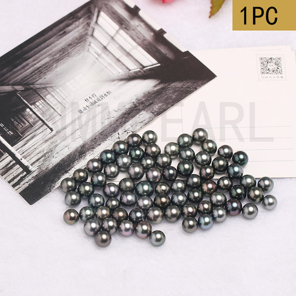 JNMM 1PC Round Tahitian Pearls Beads 9-10 mm Black Seawater Pearls for Women Jewelry Making diy Gift New Arrival