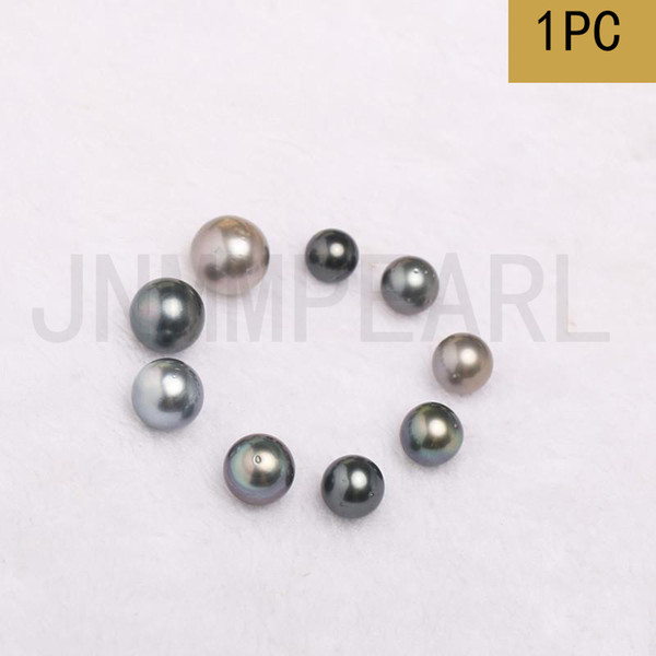 JNMM 1PC Round Tahitian Pearls Beads 8-15 mm Natural Black Grey Seawater pearls for Women Jewelry Making diy Gift New Arrival