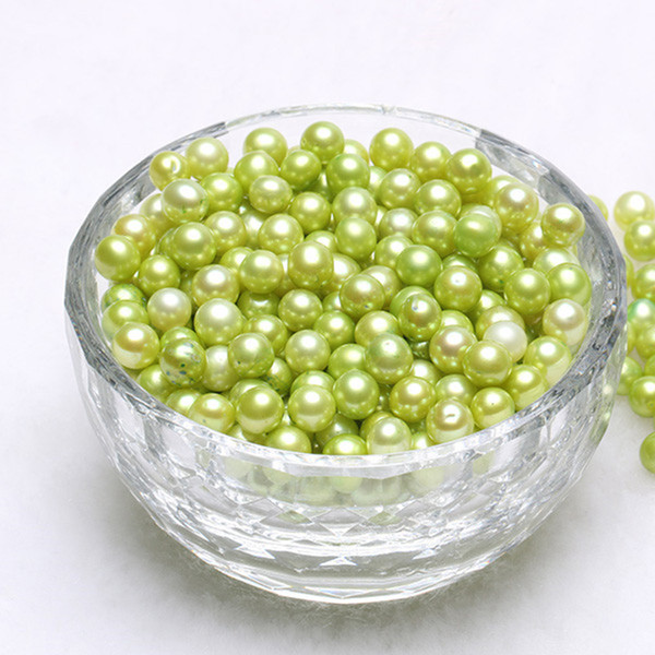 JNMM 20 Pcs/Lot 6-7mm Light Green Round Loose Freshwater Pearl Beads for Women Jewelry Making Gift DIY