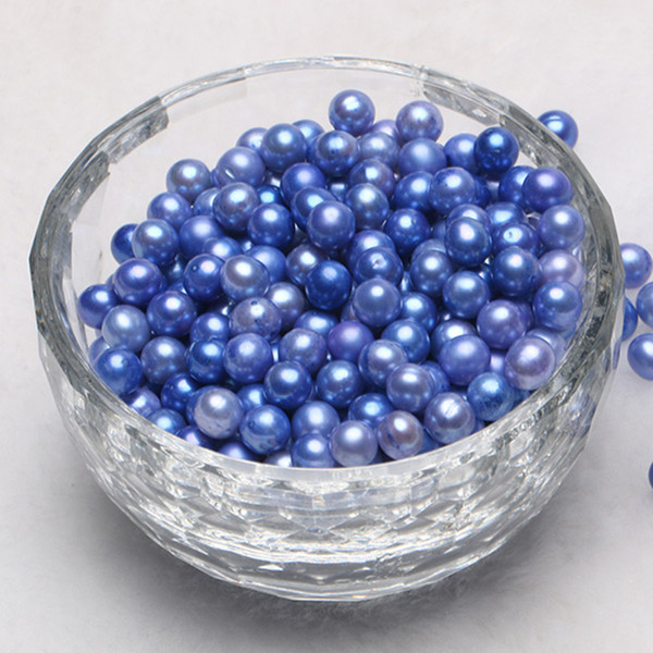 JNMM 20 Pcs/Lot 6-7mm Blue Round Loose Freshwater Pearl Beads for Women Jewelry Making Gift DIY