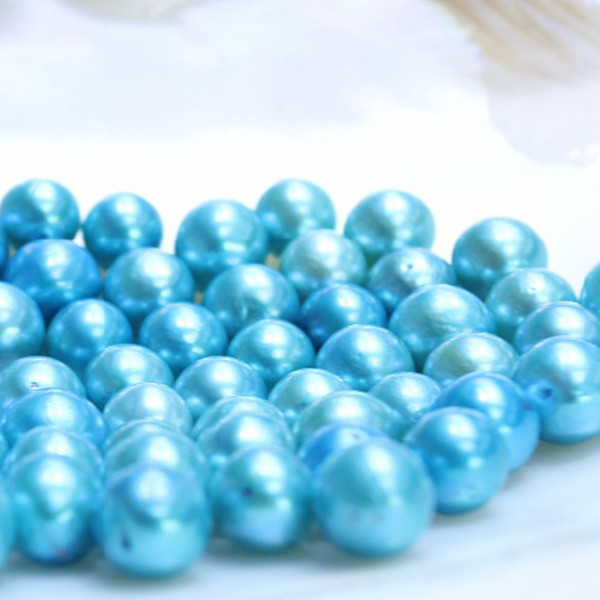 JNMM 20 Pcs/Lot 10-12mm Round Edison Sky Blue Freshwater Loose Pearl Beads Undrilled Mixed Color for Women Jewelry Making