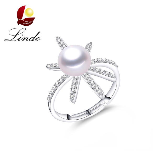 High Quality Genuine S925 Sterling Silver Wedding Rings 5A 100% Natural Freshwater Pearl Fine Jewelry with Gift Box