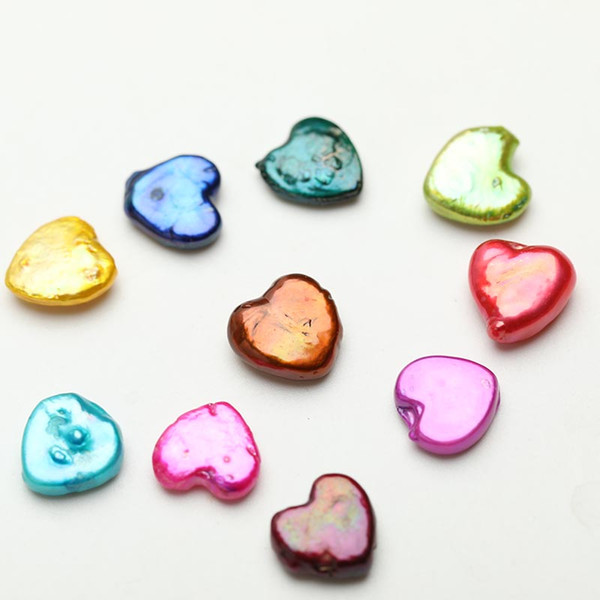 JNMM 20 Grains Loose Pearl Heart Shape Freshwater Pearl Dyed Mixed Color Beads with Great Grade for Gift