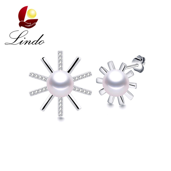 Fashion S925 Silver Stud Earrings Elegant 5A High Luster Natural Freshwater Pearl Jewelry with Gift Box