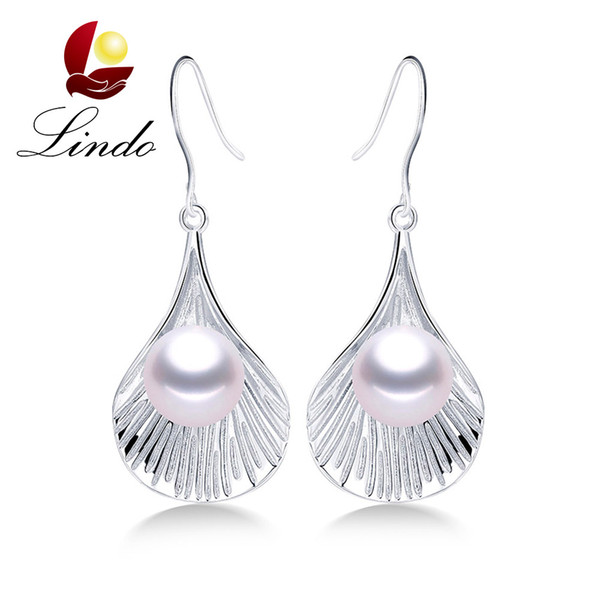 Top Quality Solid Silver Drop Earrings For Women Fashion 5A Natural Freshwater Pearl Jewelry Shell 925 Sterling Silver