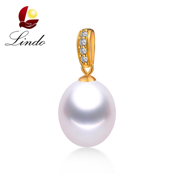 18K Gold Zircon Fine Jewelry 5A High Luster No Flaw Natural Freshwater Pearl Pendant with Gift Box