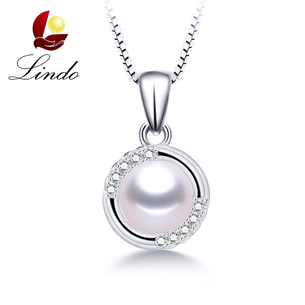 Elegant Wedding Party Fine Jewelry 4 Colors  High Luster Natural Pearl Pendant 925 Silver Necklace with Gift Box