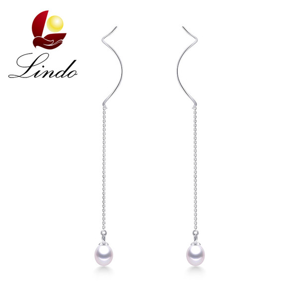 Fashion 925 Sterling Silver Long Earrings For Women Elegant High Luster Natural Pearl Drop Earrings Pure Silver Jewelry