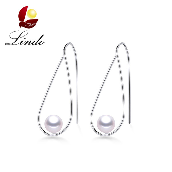 Unique Design Genuine 925 Sterling Silver Earrings 5A Perfect Round Natural Freshwater Pearl Jewelry with Gift Box