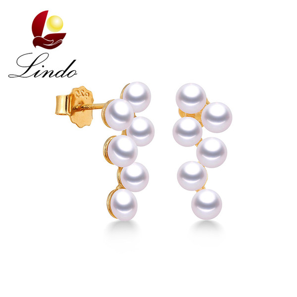 Fine Small 3-4mm Natural Pearl Women Earrings Fashion Solid Silver Gold Color Anti Allergy Stud Earrings Freshwater Pearl