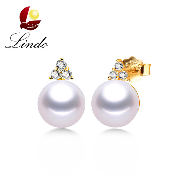 Anti Allergy 925 Sterling Silver Stud Earrings For Women Fashion 5A Natural Freshwater Pearl Jewelry 8-9mm Real Pearl