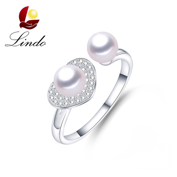 Elegant 5A High Luster Perfectly Round Natural Freshwater Pearl Ring S925 Sterling Silver Fine Jewelry with Gift Box