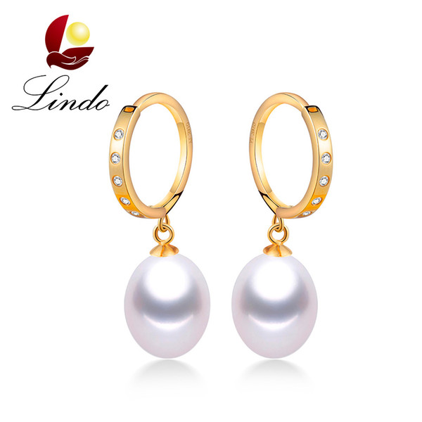 Fashion Genuine 14k Gold Fine Jewelry 5A No Flaw High Luster Natural Freshwater Pearl Earrings with Gift Box