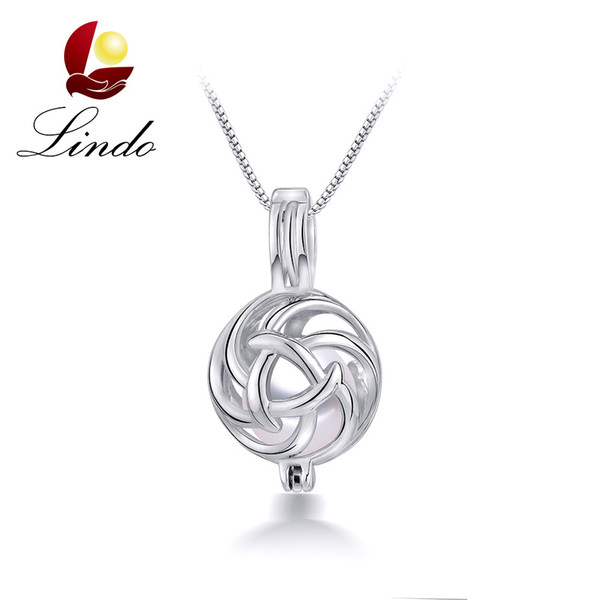 Fashion 925 Sterling Silver Cage Pendant Necklace High Quality Natural Freshwater Pearl Jewelry for Women with Gift Box