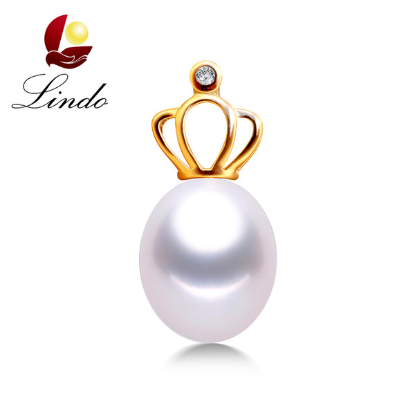 Fashion Crown Design Pendant  100% Real Freshwater Pearl Jewelry 18k Gold for Women (without chain)