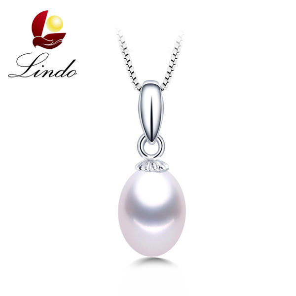 Top Quality Real Freshwater Pearl Pendant Necklace Classic 925 Sterling Silver Jewelry with Gift Box