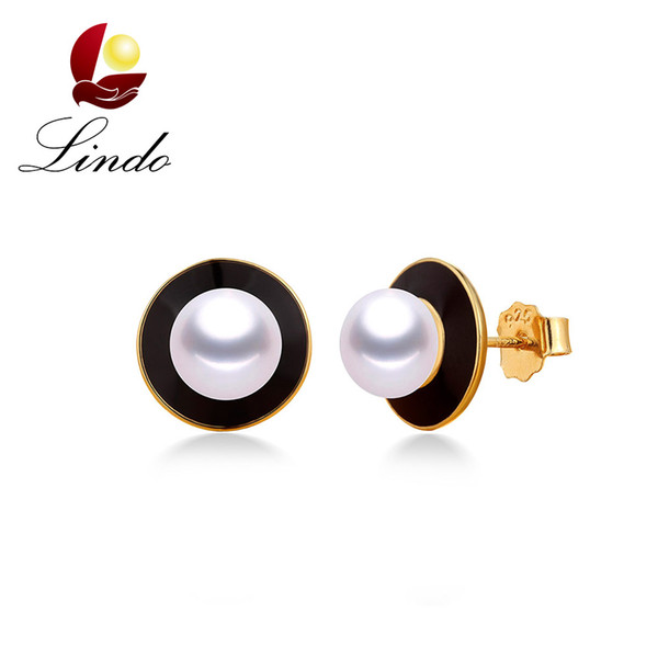 Classic Natural Freshwater Pearl Stud Earrings For Women Fashion Solid Silver Jewelry Gold Color Anti Allergy Earrings