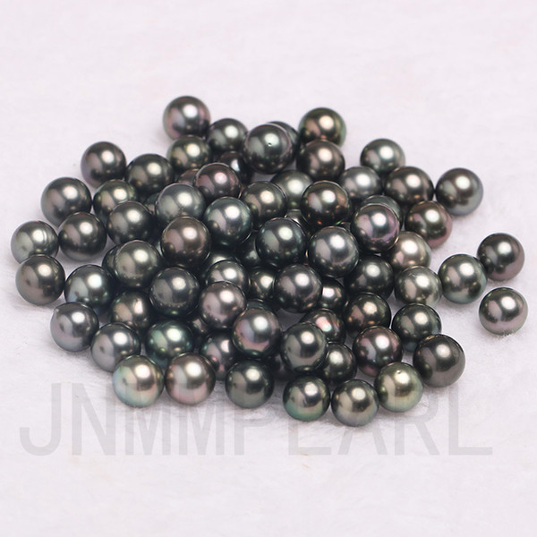 JNMM Jewelry Accessories 1PC Round Tahitian Pearls Beads 10-11 mm Black Seawater pearls for Making diy Gift New Arrival