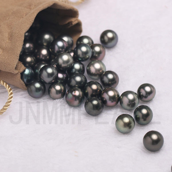 JNMM 1PC Round Tahitian Pearls Beads 10-11 mm Black Seawater pearls for Making diy Gift New Arrival