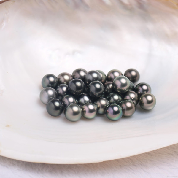 JNMM 1 Grain Natural Black Grey Tahitian Pearl with Grade 11-12mm Round Freshwater Pearl Beautiful Beads