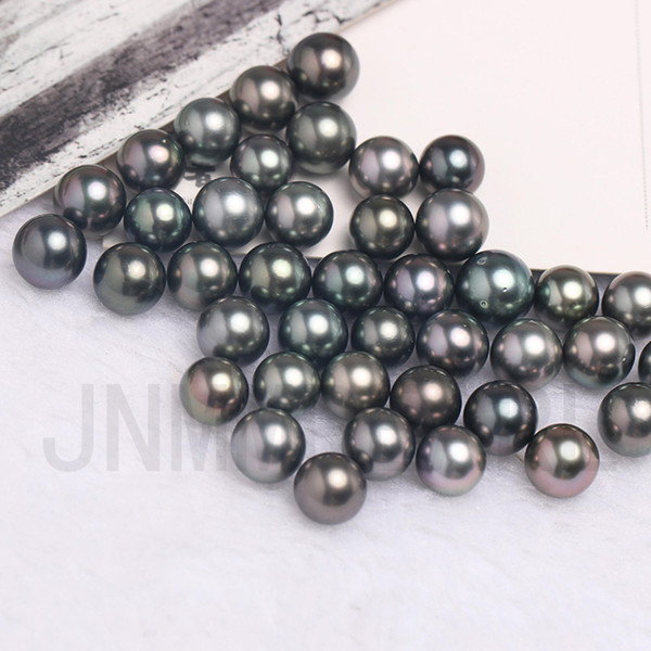 JNMM 1PC Round Tahitian Pearls Beads 10-11 mm Black Seawater pearls for Women Jewelry Making diy Gift