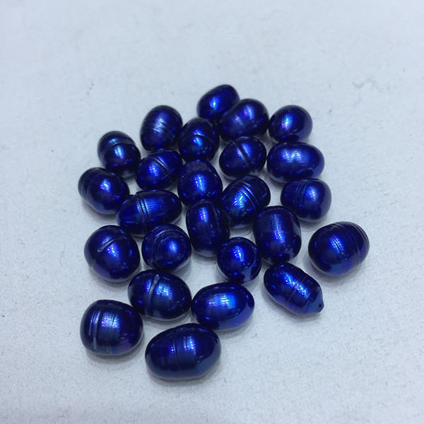 JNMM Rice Shape Pearls Deep Blue Beads Great Grade 60Pcs/Lot 6-7 mm Freshwater pearls Nature Color