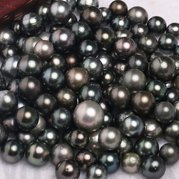 JNMM Jewelry Accessories 1PC Round Tahitian Pearls Beads 8-15 mm Natural Black Grey Seawater pearls for Women Jewelry