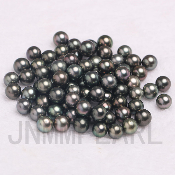 JNMM Good Grade 1PC Round Tahitian Pearls Beads 9-10 mm Black Seawater Pearls for Making diy Gift New Arrival