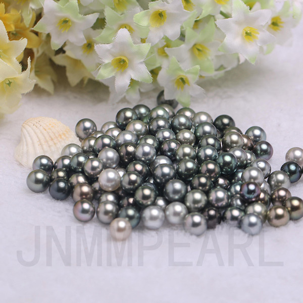 JNMM Simple Good Grade 1PC Round Tahitian Pearls Beads 9-10 mm Black Seawater Pearls for Jewelry accessories Surprise New Arrival