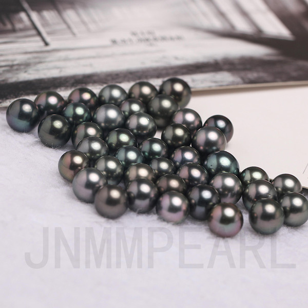 JNMM Jewelry accessories Good Grade 1PC Round Tahitian Pearls Beads 9-10 mm Black Seawater Pearls for Surprise New Arrival