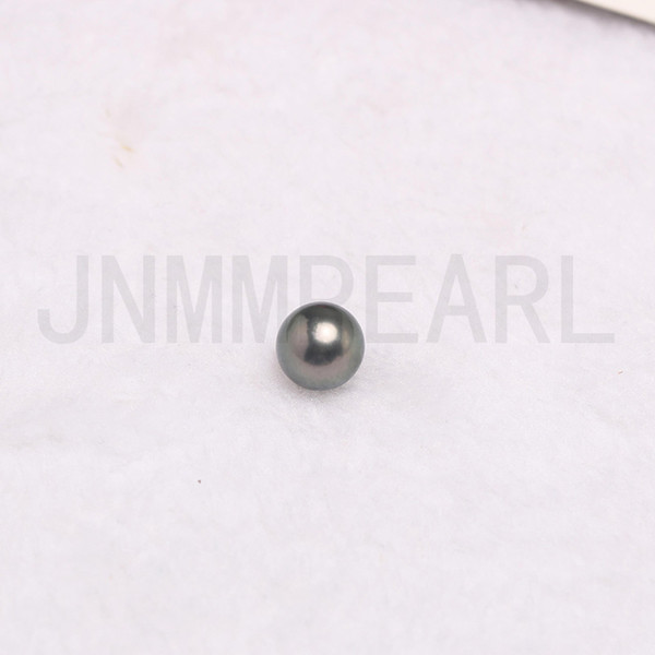 JNMM Good Grade 1PC Round Tahitian Pearls Beads 9-10 mm Black Seawater Pearls for Surprise New Arrival