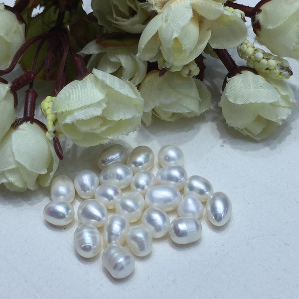 JNMM Freshwater pearls for Jewelry Rainbow Rice Shape 7-8 mm 60Pcs/Lot Nature Color High Quality