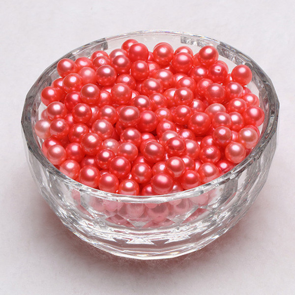 JNMM Watermelon Red Round Loose Freshwater Pearl Beads 60Pcs/Lot 6-7mm Great Grade for Women Jewelry Nature Color